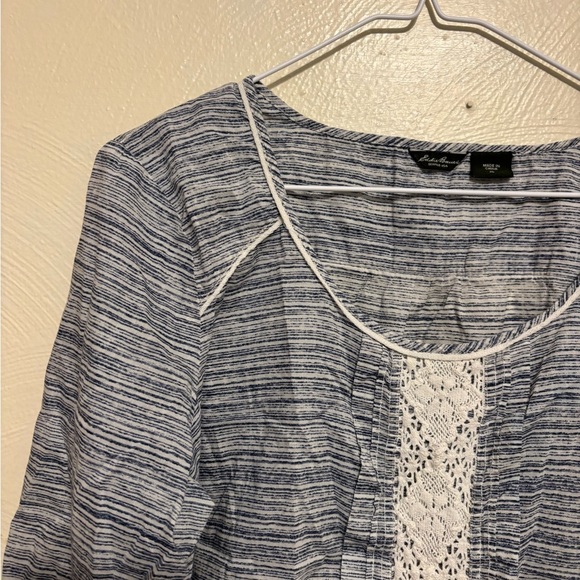 🌿 Eddie Bauer Lace-Front Slub Knit Top – Size XL - Picture 6 of 8